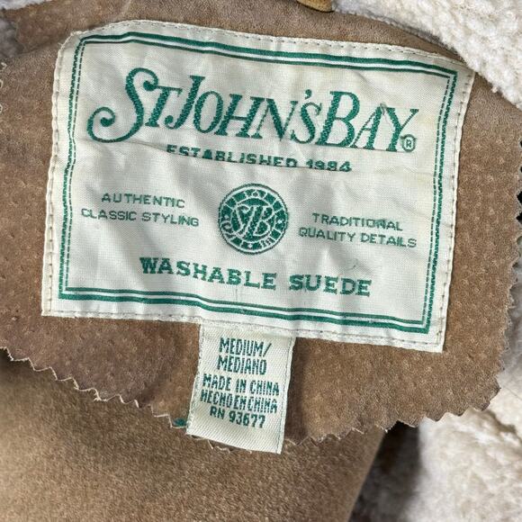 Vintage Y2k Brown Suede Leather Sherpa Lined Coat Cabincore Gorpcore Outdoor M - Picture 6 of 14